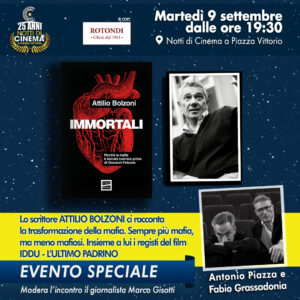 Card dell'evento di Attilio Bolzoni e registi di IDDU, 9 settembre alle 19:30 a Piazza Vittorio
