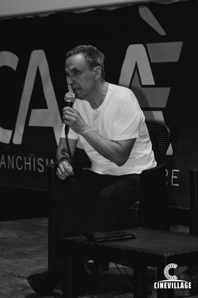 Foto dell'incontro con i registi Antonio Piazza e Fabio Grassadonia a Cinevillage Lazzaroni